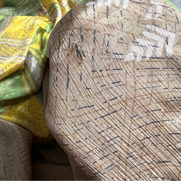 Darn Good Made in India Recycled Silk Bohemian Tie Goddess Beach Caftan Dress - Picture 13 of 17